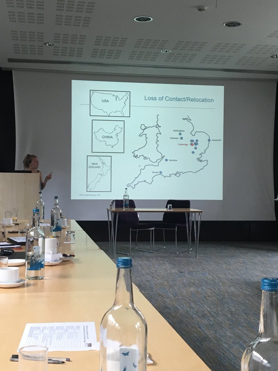Marie Stubbings presenting the challenges in maintaining low attrition rates after study participants’ relocating... sometimes across the world. #AwayDay <a href="/MRCEpiPrevent/">MRC-Epid Prevention</a> <a href="/PCU_Prevention/">PCU Prevention Group</a> <a href="/MECCambridge/">Murray Edwards College</a>