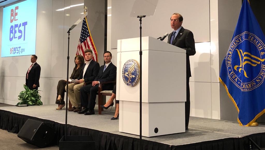 HHSGov's tweet photo. HHS @SecAzar: 20% of children experience bullying and 16% of children are now victims of cyberbullying. We need to recognize that bullying is bullying whether it occurs in the school yard or on the Internet, and we need to stop it. #CyberbullyingSummit #BeBest https://t.co/Ede90FKaTv