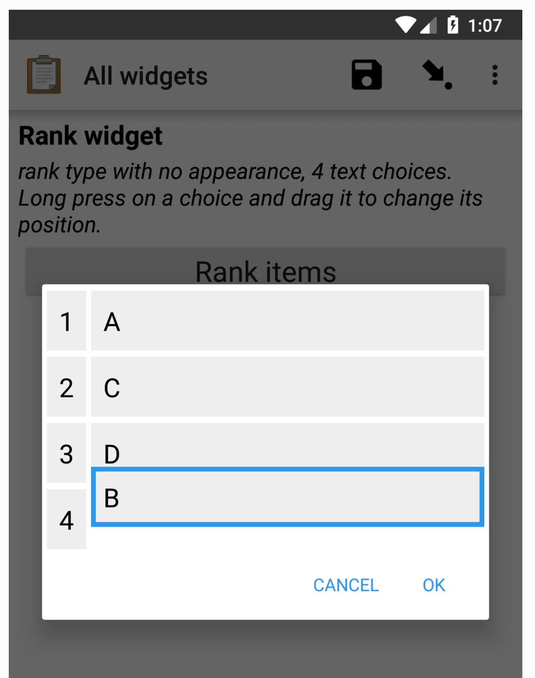 ODK on X: ODK Collect v1.16 has a new rank widget that lets