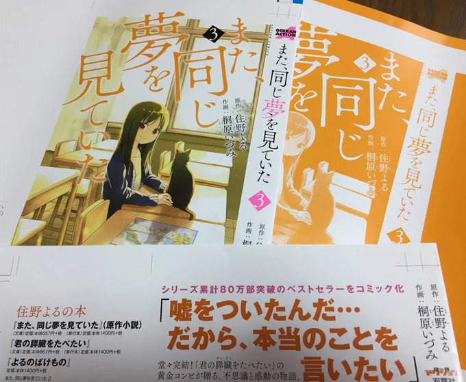 住野よる先生原作「また、同じ夢を見ていた」コミカライズ、最終巻になります3巻が9/12発売です。書店さんの予約とかも出来ると思います。既刊の1,2巻、膵臓のコミカライズ、原作小説とあわせてどうぞよろしくお願いします? 