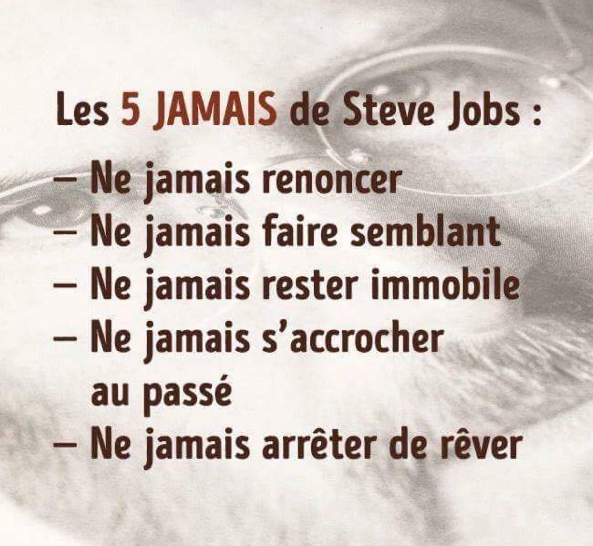 Frededlens (@frededlens) on Twitter photo En ce jour de reprise, les 5 « jamais » de Steve Jobs qui font la force de la réussite ! #jegarde #japplique #rever #avancer #SteveJobs <a href="/eConsultingRH/">e-Consulting RH</a> En ce jour de reprise, les 5 « jamais » de Steve Jobs qui font la force de la réussite ! #jegarde #japplique #rever #avancer #SteveJobs <a href="/eConsultingRH/">e-Consulting RH</a>