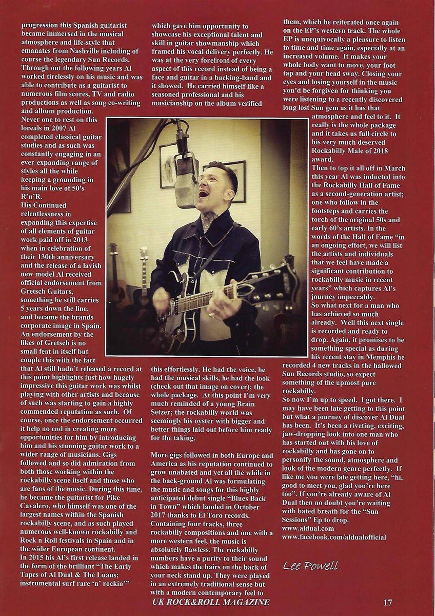 Al_Dual's tweet photo. Fantastic review in Uk Rock &amp; Roll Magazine. ( Sept 2018 ).                                      #aldual #eltororecords #leepowell #gretsch #gretschguitars #guitarporn #motorkultureclothing #creeperscustom #rockabilly #ameripolitanwinner https://t.co/sctUg1jsoT