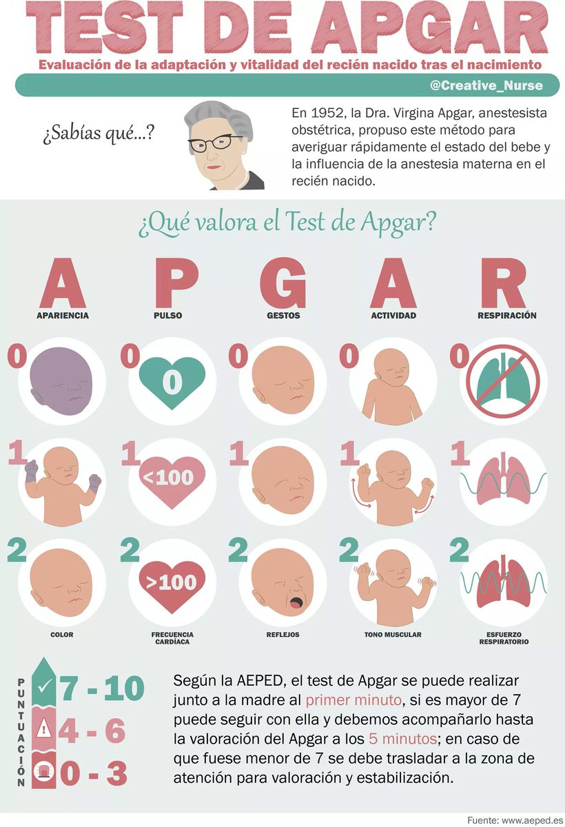 AlejandroSanzGr's tweet photo. Ilustración de @Creative_Nurse para recordar fácilmente el Test de APGAR. Imprescindible en la reanimación del recién nacido. #obstetricia https://t.co/2Y9iOJbVCu