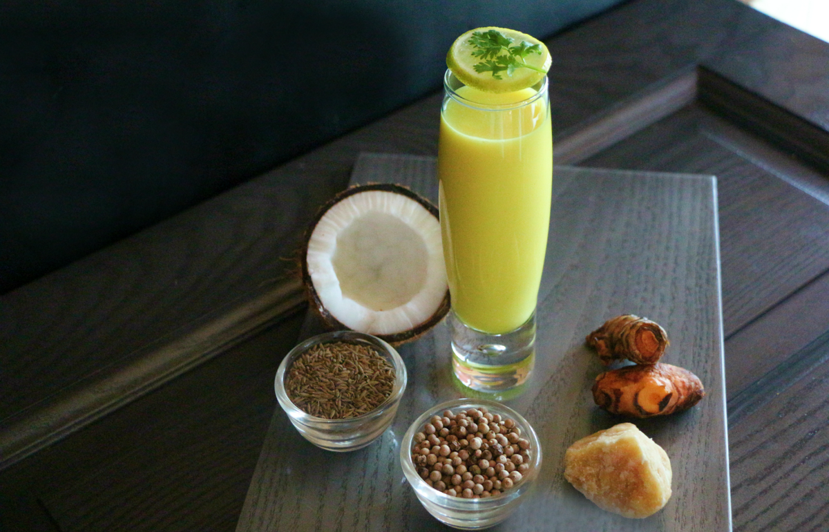 Made from fresh arshina or #turmeric root and #buttermilk,
Arshina Tambuli is a lightly #spiced #cooler and healthy yogurt aperitif that helps digest the meal. #ootabangalore #oota #whitefield