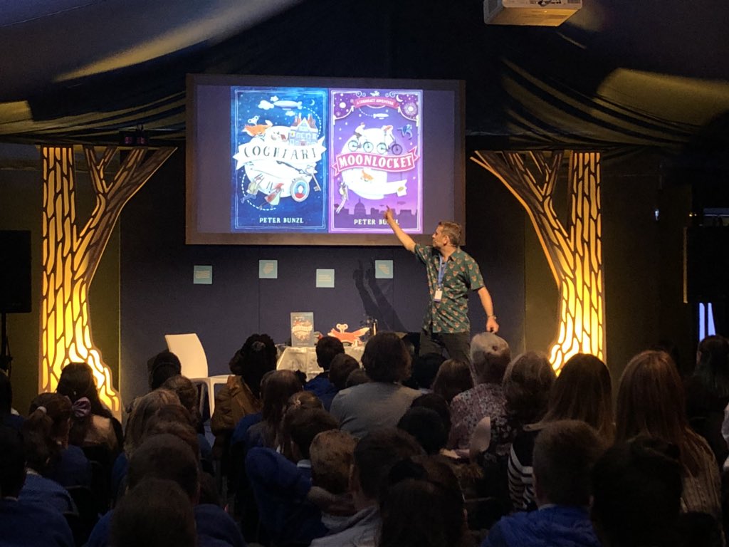 Usborne's tweet photo. An exciting morning of adventure, mechanical foxes, and rescuing missing parents - I wonder which BRILLIANT books we’re talking about? #cogheart #moonlocket @peterbunzl https://t.co/FrSXa1Uwlo