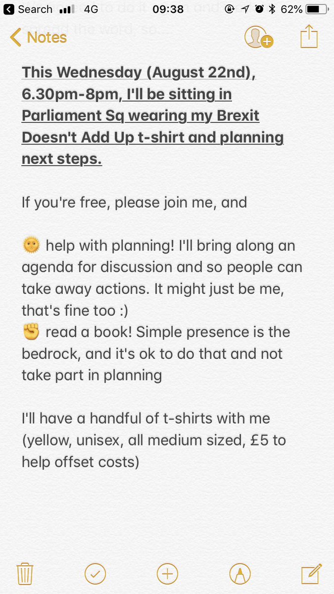 genmon's tweet image. I don't know what to do about Brexit, so for the 2nd time I'm going to peacefully sit out to spread the message that Brexit doesn't add up:

👉 Parliament Sq, this Wednesday (Aug 22nd), 6.30pm-8pm

Come join me. I'll be planning how to get the word out, and here's why: