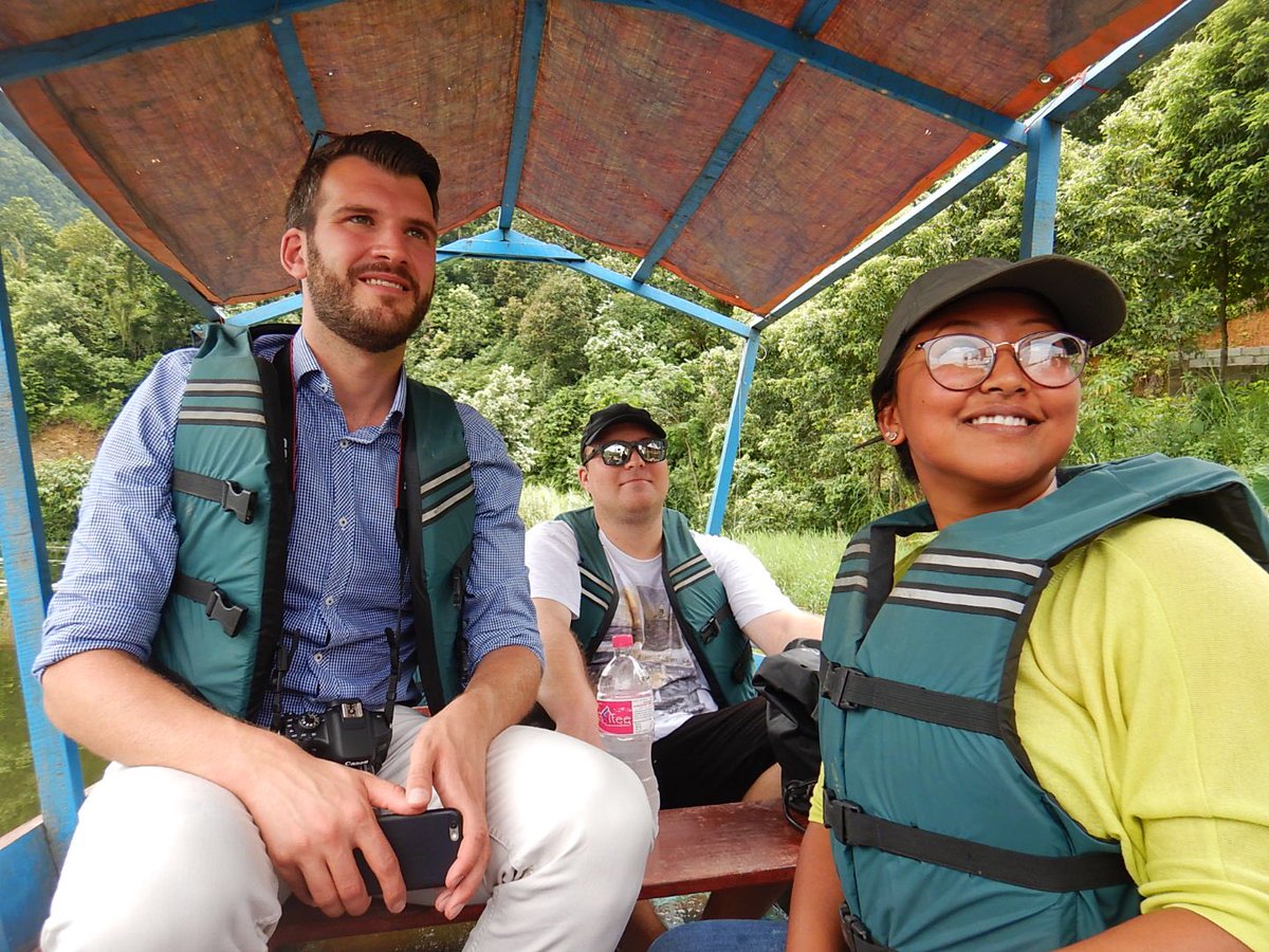 Together with <a href="/TsjerkTerp/">Tsjerk Terpstra</a> and <a href="/dwa_sajena/">Sajena Dwa</a> from <a href="/Agriterra/">Agriterra</a> at #RupaLake for a introductory boat tour 😁 #Agriterra #boattour #nepal #welcometonepal