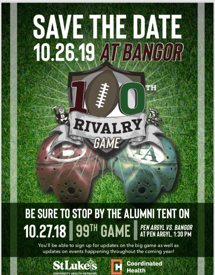 100thGame's tweet photo. Save The Date 
@PAGreenKnights @PAKnightFball  @BangorSlatersFB 
#100thGame https://t.co/wy4unDGSKH