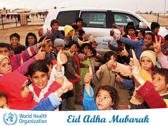 WHOSyria's tweet photo. #WHO_Syria wishes Eid Adha Mubarak to you and your families!
#FromSyria #Syria @WHO #WHO https://t.co/dBW7Ftg2WY