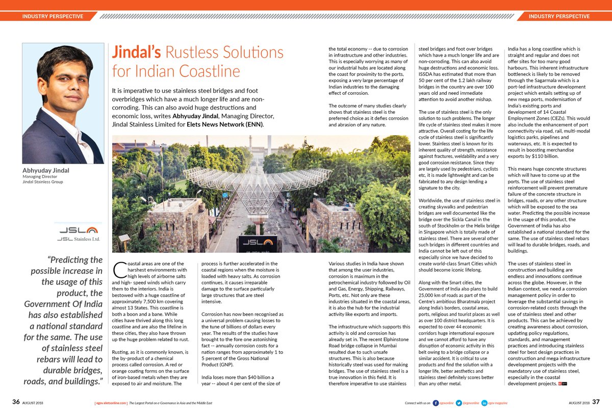 egovonline's tweet photo. . @Jindal_Official rustless solutions for Indian coastline
@gautam_debroy #eletstransport @nitin_gadkari
Read more: https://t.co/3TmX2aXlvS https://t.co/jzBih4LLtP