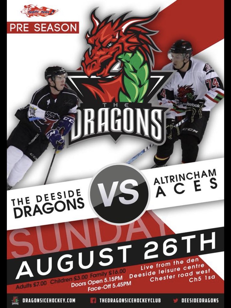 DeesideIce's tweet photo. Bank Holiday at The Den come along and watch some great hockey @Deesidedragons v @AltyAces @DLC_IceRink @aura_wales @ConnahsQuayTC @DeesideDotCom @LeaderLiveSport @BebboIHC @discsynchro @mbwmike @frozenbutnice #icefriends #dragons #deeside https://t.co/TvZuJJyTmJ