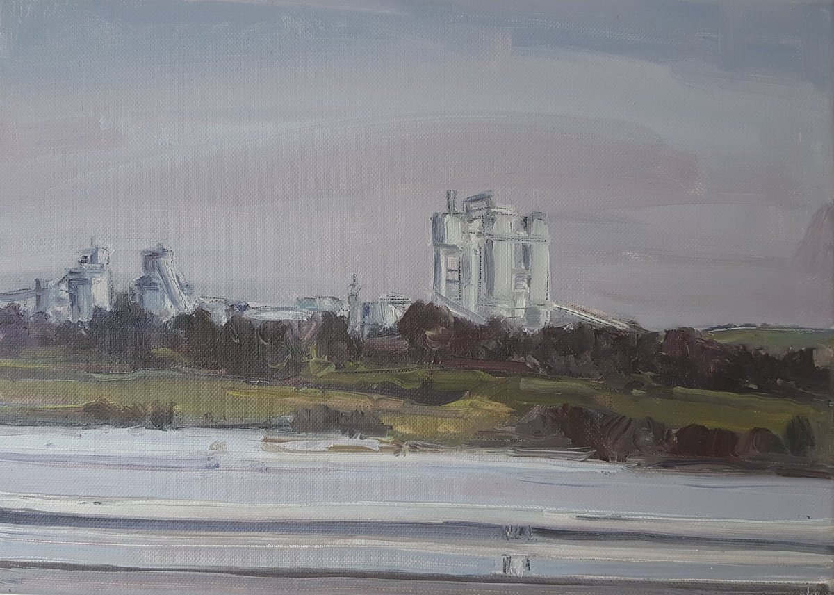 Kaye_Maahs's tweet photo. #paintingoftheday #irishcement #factory #site #Limerick #limerickcity #art #oilsoncanvas #evening #skies #shannon #river #motorway #limerickmotorway #MondayMotivation #getinthestudio #paint #kunst #irisharts https://t.co/PxMSSfIy1Q