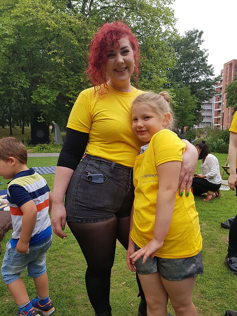 WhitworthArt's tweet photo. Mum and daughter, Danielle and Elvie are two of our amazing family workshop assistants. They've been volunteering together over the summer, helping out on #Minecraft and in our #SandpitStudio #whitworthvolunteers https://t.co/8kFk6aSfCx https://t.co/2dl5FAhUav