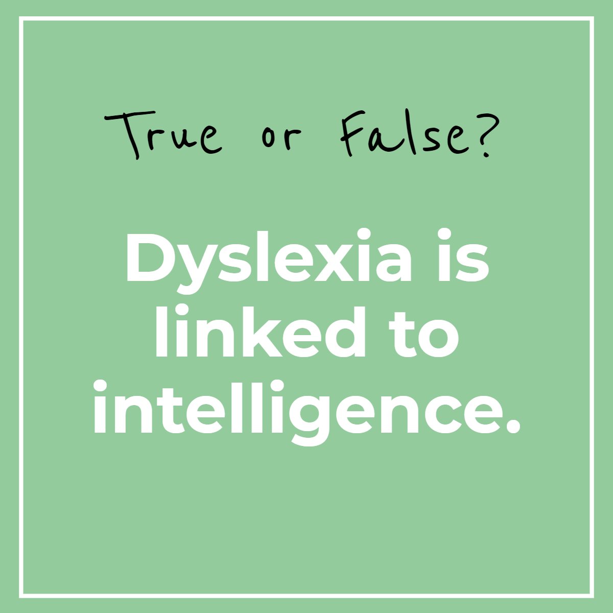 BWASHbooks's tweet photo. Yesterday's answer was... FALSE. Dyslexia is not about physically seeing letters back to front. Many people think dyslexia is a visual problem but it's actually about the way a person processes information.
Can you guess the right answer today?💚
#MondayMotivation #MondayMorning https://t.co/CUA965pknc