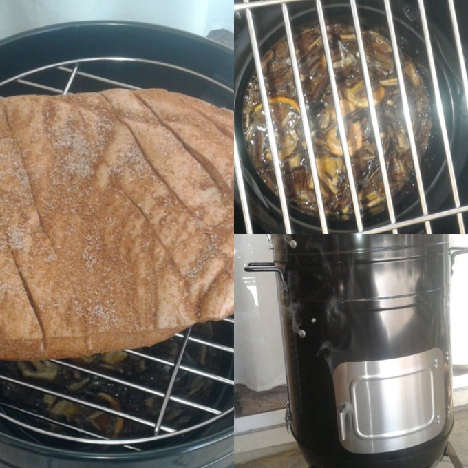 Good morning update from first time smoking meat i used a charcoal water smoker and did bbq pork belly