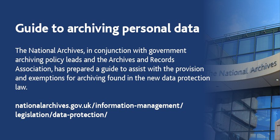 KIMexperts's tweet photo. Today @UKNatArchives has published a new set of guidelines for archiving personal data https://t.co/2POGLrdUwF https://t.co/pFFCiApOIY