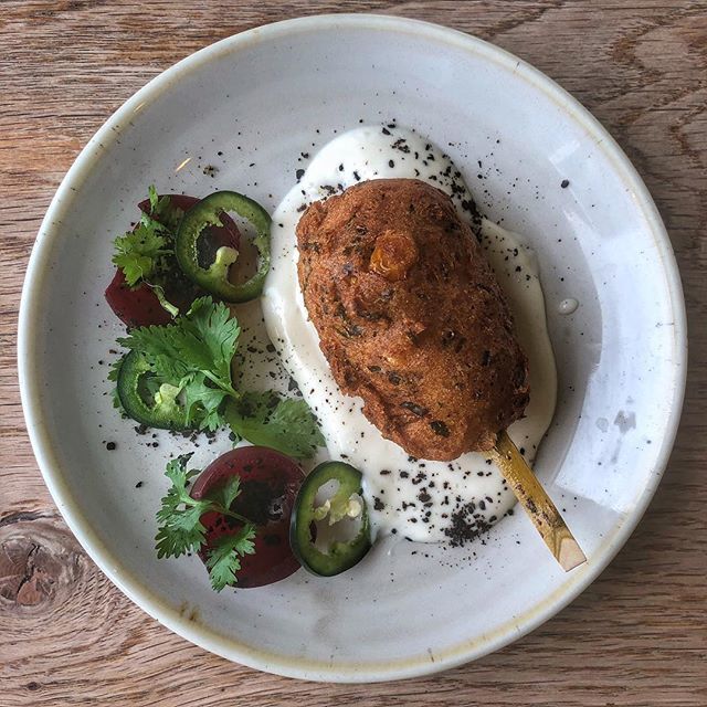 TomCenci's tweet photo. Rabbit Corn Dog - miso glazed rabbit, lemon yoghurt & pickles 🌽🐶🐰 #Rabog #Dogit https://t.co/gcc1U8sBq4