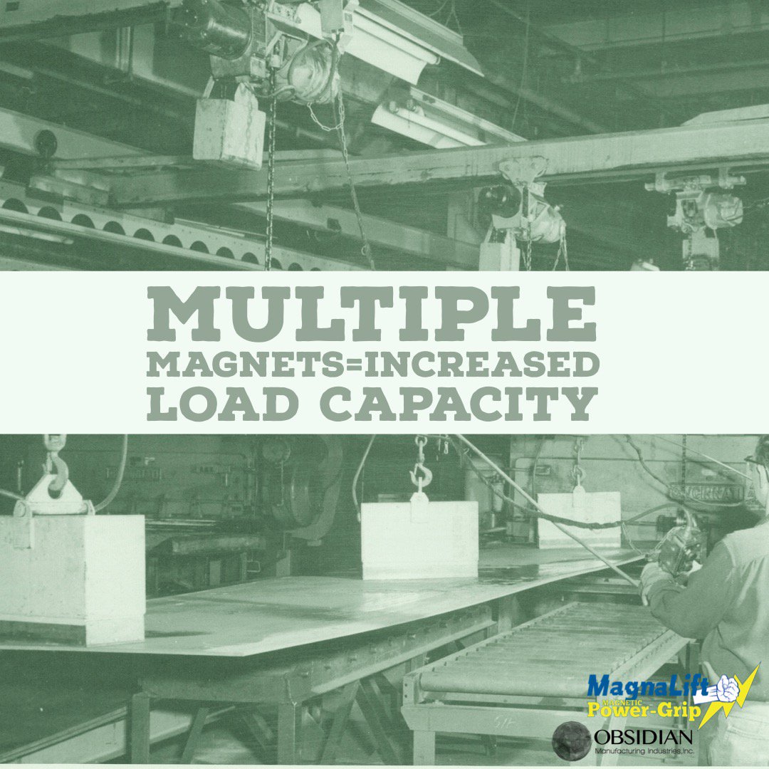 ObsidianMfg's tweet photo. Safety mounting 2 or 3 lift magnets together can increase your load capacity for larger jobs. Call or email us today for technical assistance with this option. #MagnaLift #PowerGrip #ObsidianMFG #RockfordIL #MaterialHandling #Manufacturing #Lifting #LiftMagnet #AmericanMade https://t.co/Ydnnd1qwmw