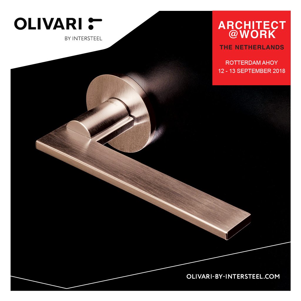 Op woensdag 12 september en donderdag 13 september staat Intersteel op de beurs Architect@Work in Rotterdam. Wij laten je graag kennismaken met onze stijlvolle lijnen deurbeslag! Je bent van harte welkom op stand nummer 3.