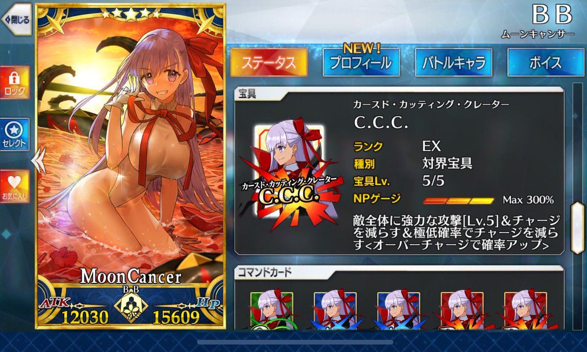 東方不敗 على تويتر 成し遂げました 桜パーティーを見ていたら どうしても水着bbちゃんだけが宝具3止まりなのが我慢出来ませんでした これで桜オール宝具5です Fgo