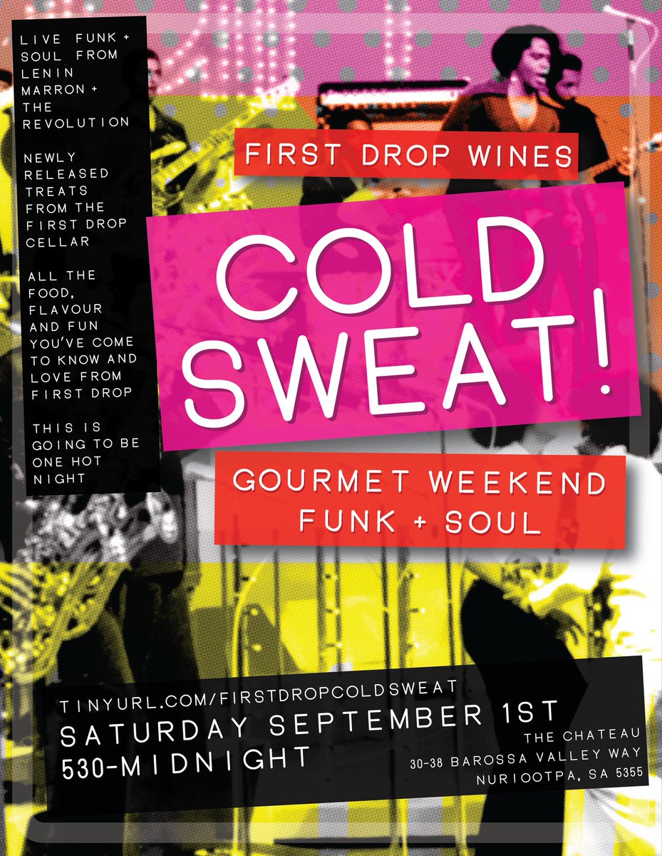 FirstDropWines's tweet image. We're talking flashbacks to '70s cocktail foods, live funk &amp;amp; soul with a 6 piece band and all the best booze in the Barossa. September 1st, get on up! tinyurl.com/firstdropcolds…