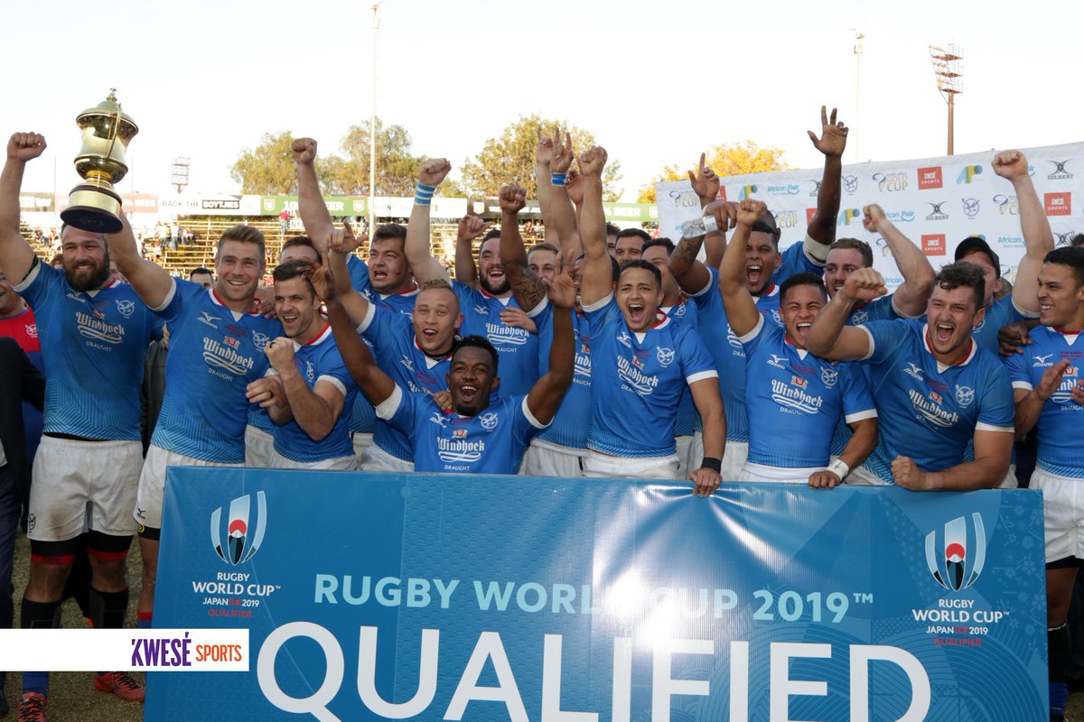 kwesesports's tweet photo. KwesΓ© Sports congratulates @RugbyNamibia π³π¦ for winning the @RugbyAfrique Gold Cup, which sees them qualify for the #RWC2019 in #Japan π―π΅. WELL DONE! #RAGC2018 #KweseRugby https://t.co/nJIHVdsfsp