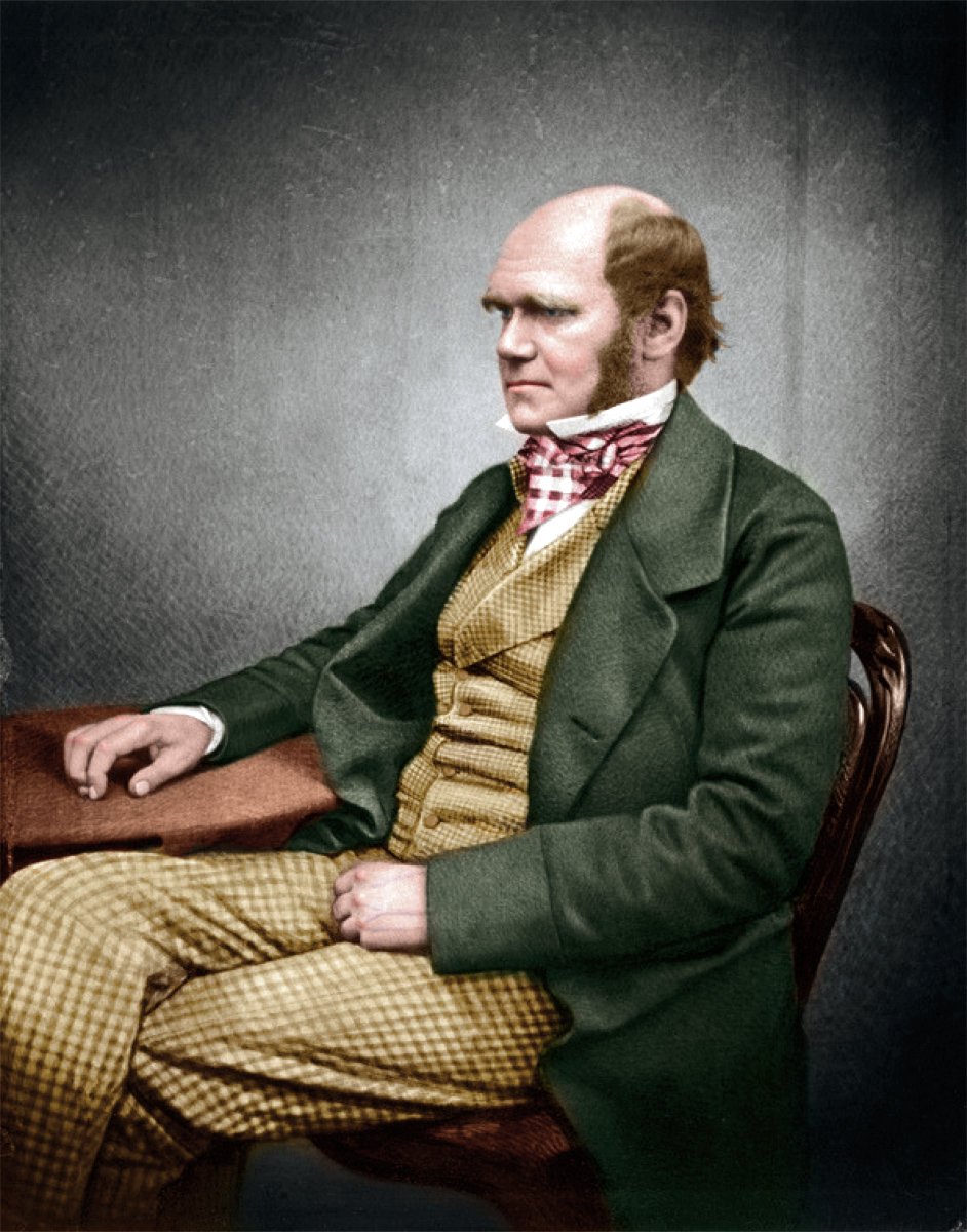 DSouza_Claudia's tweet photo. Portrait Colourization of Charles #Darwin who 160 years ago today published his 1st #Theory_of_Evolution. The original portrait was taken in 4 y previously in 1854 by Maull & Fox #Science #remarkablemen #amazingminds #worldchangers #colour_to_remember #CharlesDarwin https://t.co/epKL4d7hz5