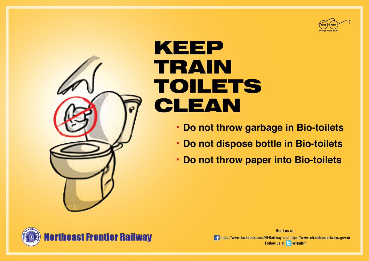 RailNf's tweet image. Your coach is fitted with zero-discharge #BioToilets. Do not kill them with garbage and plastic. Please do not throw anything into a Bio-toilet.