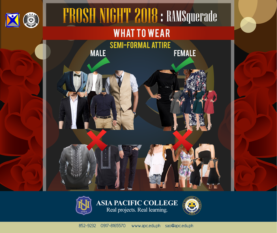 apcrams's tweet photo. Wondering what to wear during the Frosh Night 2018: RAMSquerade? Here are some ideas to help you decide π
Save the date. 08.24.18
#RAMSquerade #FroshNight2018 #PhantomOfTheOpeRAMS #AcquiantanceParty #NUAsiaPacificCollege #APCat27 https://t.co/BLAschgnnR