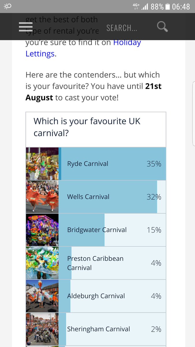 Please help us win UKs most popular Carnival 2018 Award. Voting closes midnight tomorrow and we need your votes to maintain our leading position blog.holidaylettings.co.uk/most-popular-c…