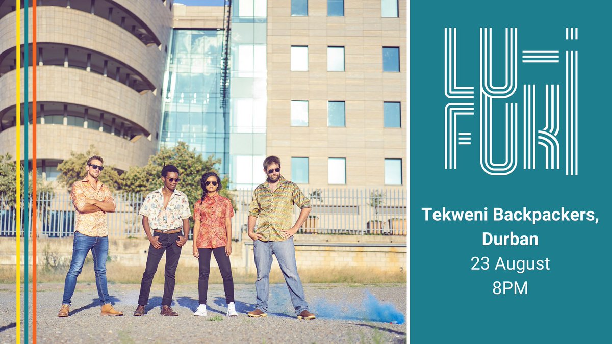 LuFukiBand's tweet photo. .@TekweniBackpack is having us over for a young razzle this Thursday! Durban funklovers &amp; groovesters, join us at for some music, bevos, chats &amp; all round good vibes 🎶😊❤️
#durban #durbanmusic #livemusic #backpackers #SAmusic https://t.co/fQOxwQBCAh