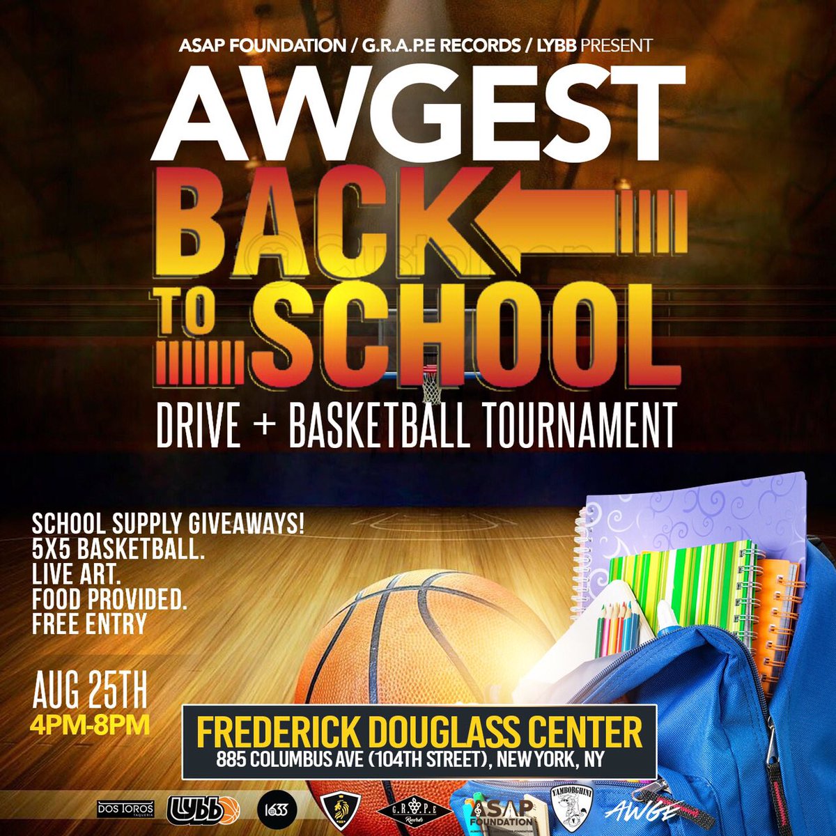 WavyWailly's tweet photo. This weekend is all about love! August 25th, @ASAPMOB @fif4president back to school tourney. August 26th #SaveTheWave at Bronx Brewery https://t.co/zNNly8LopU https://t.co/kTRfea0h0W