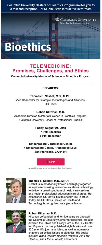 Columbia University Bioethics On Twitter Join Us This Coming Friday August 24 For A Crucial Discussion On How Much Will Telemedicine Take Over From Doctors You Can Join Us Online Or In Person