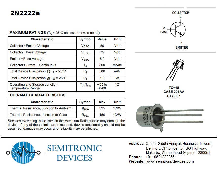 Semitronic_d's tweet photo. @Semitronic_d now supplying #MediumPower #Transistors.
#2N2222A #Datasheet available #Reliable #traceable #PremiumQuality #CompetitivePrice
Special Price for order Quantity above 20K pcs
Send Inquiry on: priyanka@semitronicdevices.com
#Electronic #devices #supplier https://t.co/X68U94twka