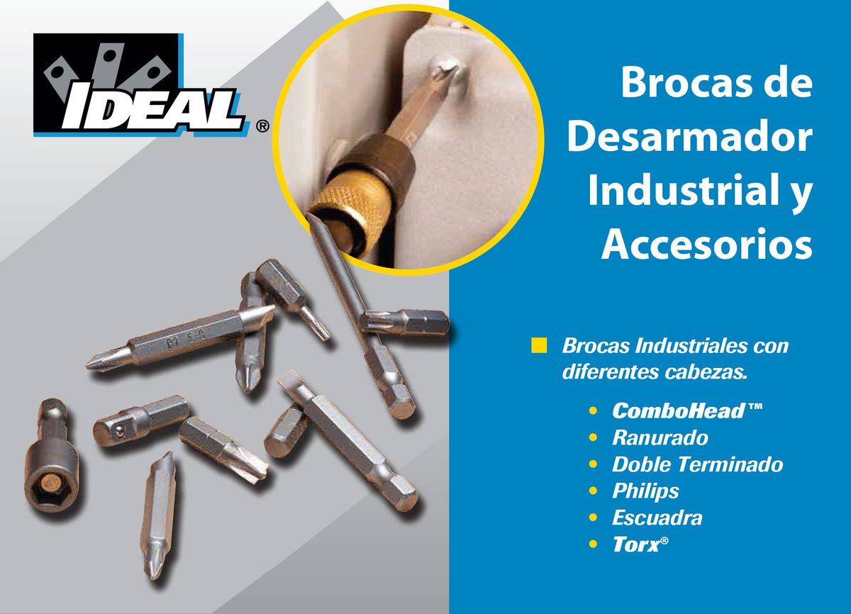 En nuestro catálogo encontrarás las brocas para desarmador más variadas y de la mejor calidad. #ConstruyendoUnMundoIDEAL 🌐  idealind.mx/products/herra…