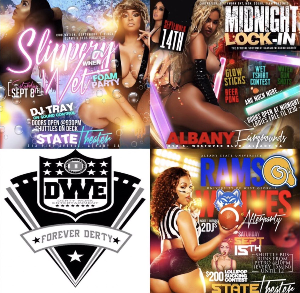 jassy03051's tweet image. 🔥🔥🔥We Just Dropped Some Real Shit For #ASU If Ain’t A #DertyWorkENT Party Then It Ain’t Turnt🆙🆙🆙🆙 

🗣Foam💦Party Sat. 9/8 @ State Theater

🗣#MidNightLockInn Friday 9/14 @ Albany Fairgrounds‼️

🗣#SouthWestClassic #UWGInvasion Sat. 9/15 @ State Theater‼️