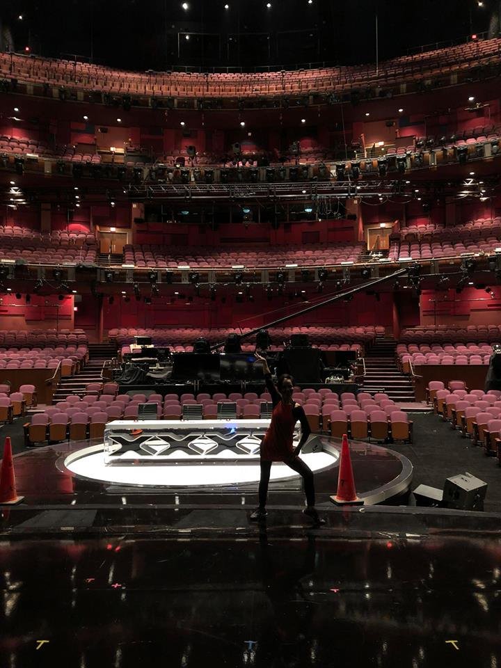 Standing in the Dolby Theater right now, where it is quiet and empty.  How that will change tomorrow night!  August 21 is the LIVE SHOW and the place will be placed.  We are both pinching ourselves!  Also working very hard.  Started at 8:00 am yesterday, finishing up at 4:00 pm.