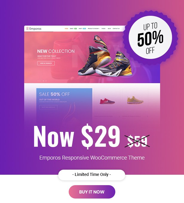creata_studio's tweet photo. BUMPER SALE - Upto 50% off on Emporos - Responsive WooCommerce Theme

Buy Today - https://t.co/4UKMBCN7Ba

#WooCommerceTheme #ResponsiveTheme #WooCommerce #EmporosTheme #Discount #BumperSale https://t.co/en8Ji9fLPN