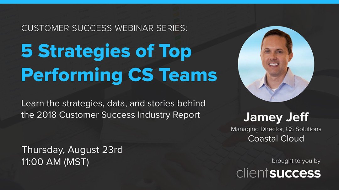 CoastalCloud_US's tweet image. This Thursday, join Coastal Cloud Managing Director @jameyjeff on a webinar hosted by @ClientSuccess where he'll be sharing 5 Strategies of Top Performing Customer Success Teams based on our 2018 Customer Success Industry Report.

clientsuccess.com/blog/customer-…