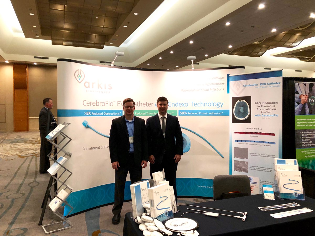 ArkisBioSci's tweet photo. The Arkis BioSciences team recently exhibited the CerebroFlo™ EVD Catheter with Endexo® Technology at the NeuroTrauma 2018 conference in Toronto, highlighting the permanent surface passivation characteristics of the Endexo molecule and its importance in neurotrauma applications. https://t.co/yGGKmeVIsi