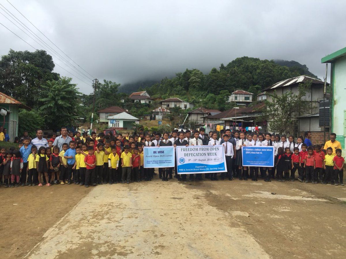 With the #SSG2018 gaining momentum across the state, a rally was conducted at Serchhip district, #Mizoram, with the objective to spread awareness regarding the importance of safe #sanitation practices.