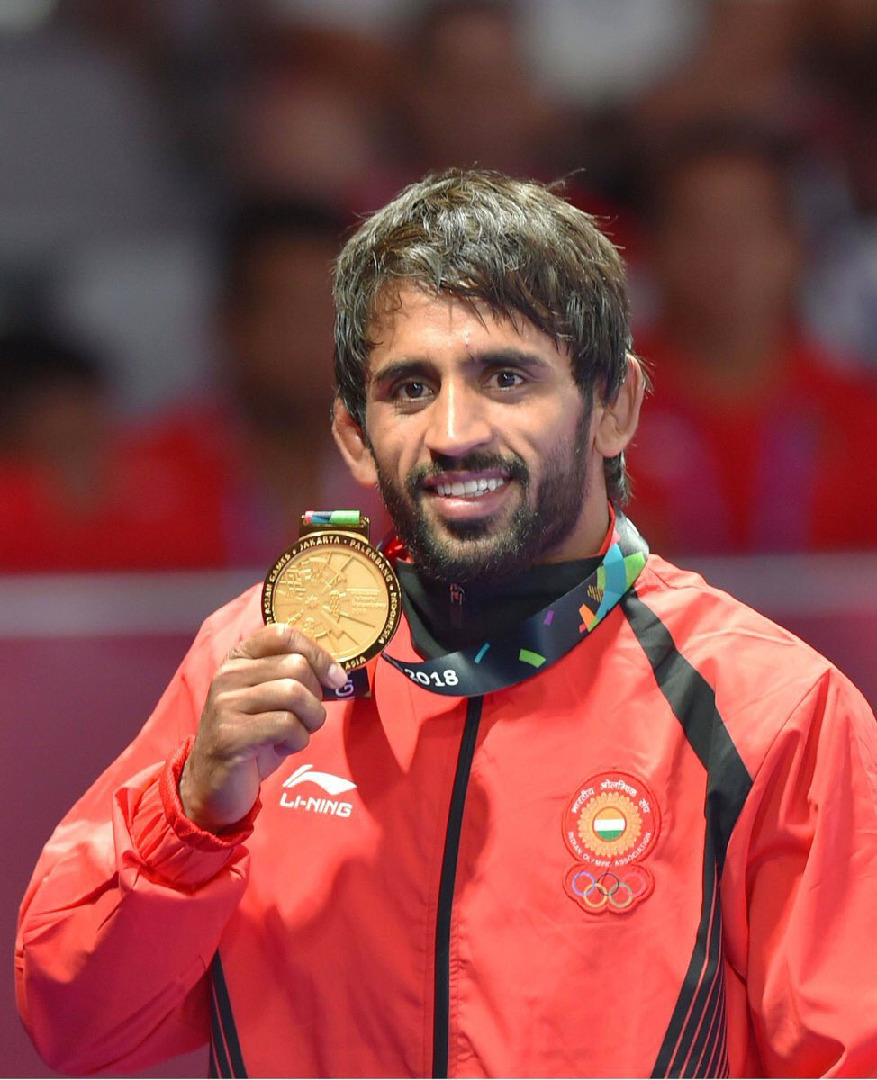 Congratulations to <a href="/BajrangPunia/">Bajrang Punia 🇮🇳</a> on Winning India’s first Gold Medal in Mens Freestyle 65kg category at <a href="/asiangames2018/">Asian Games 2018</a>. Proud Moment for Every Indian #AsianGames2018