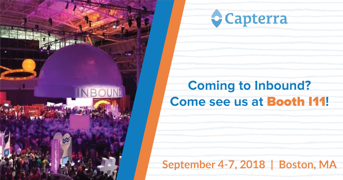 Capterra's tweet photo. We'll be in Boston for @HubSpot's #INBOUND18! Looking forward to meeting lots of marketing minds! @INBOUND https://t.co/wrsh4mp7CY
