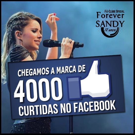 ForeverSandyFC's tweet photo. Nossa página conquistou a marca de 4 mil curtidas! A equipe Forever SANDY agradece todos os fãs da Sandy pelo carinho e por acompanharem o nosso trabalho. Nosso objetivo é sempre manter você informado sobre o que acontece na carreira da nossa cantora. MUITO OBRIGADO! 👏 ❤️ https://t.co/BFxJPrC2m5