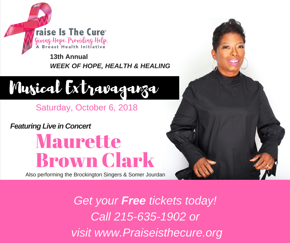 _PITC's tweet photo. Praise 107.9 Daytime Radio Host MAURETTE BROWN CLARK will be live in concert at the 13th Annual Week of Hope Health &amp; Healing Musical Extravaganza October 6th! Get your FREE tickets by visiting  https://t.co/U2uDBjqtAd or calling 215-635-1902. https://t.co/GUnGj9BlZc
