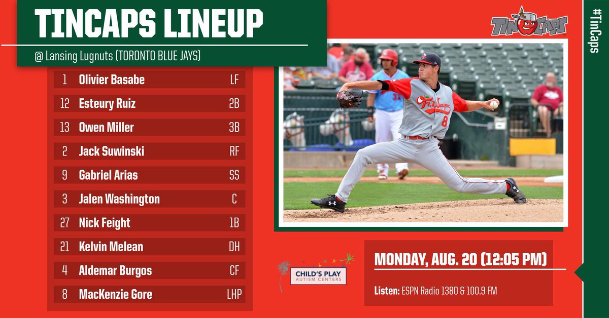 MacKenzie Gore takes the mound in our series finale in Lansing! 🔥🍎⚾️