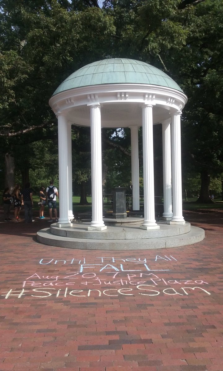 AylingLindsay's tweet photo. Stand up to institutional white supremacy at #UNC. Join the rally tonight at 7pm at Peace and Justice Plaza. #SilenceSam #NotOneLeftStanding #StandWithMaya https://t.co/Pjqf19EAau