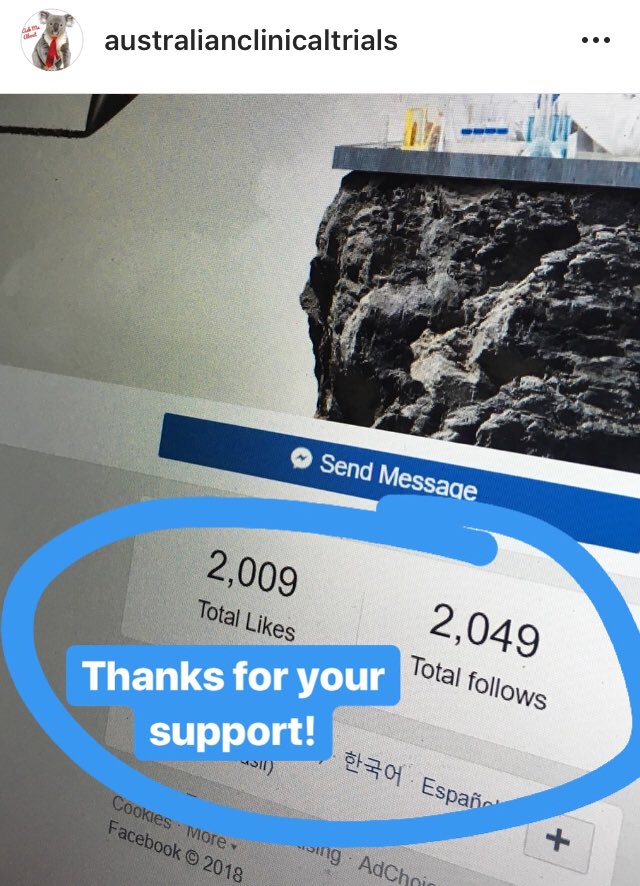 AusClinical's tweet photo. 2000 likes on Facebook - thanks for your support! ❤️🐨🇦🇺 #i❤️clinicaltrials #getstudiesdone #clinicalresearch #clinicaltrials #australianclinicaltrials #AusCT #Australia #community https://t.co/s2Ob8Ij5yG