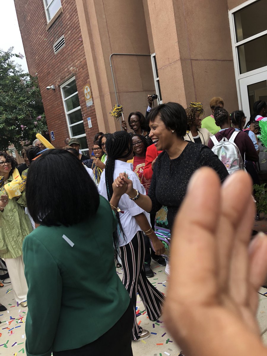 Empowered women empower women. DCPS welcomed its first all-girls school, Excel Academy, to the family today, and women from across the community welcomed the girls back to school 💜 #EducateEmpowerExcel