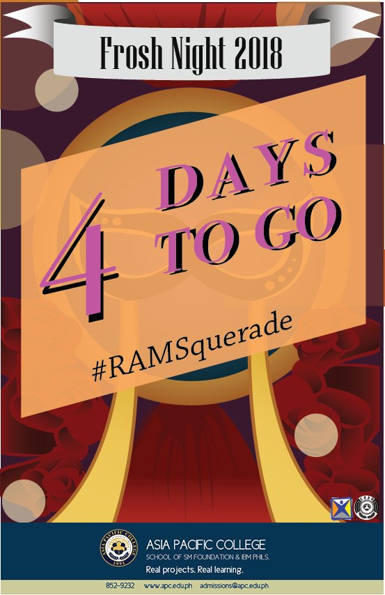 apcsoar's tweet photo. Let's start the countdown! 4 more days and we will mingle with the frosh!! Is your mask ready?
Use the official hashtags and let us know your insights!
#PhantomOfTheOpeRAMS
#FROSHNIGHT2018
#RAMSquerade https://t.co/s5AGM8zC2A